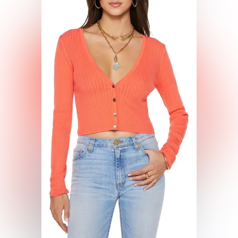 Ramy Brook Coral Ribbed Knit Top